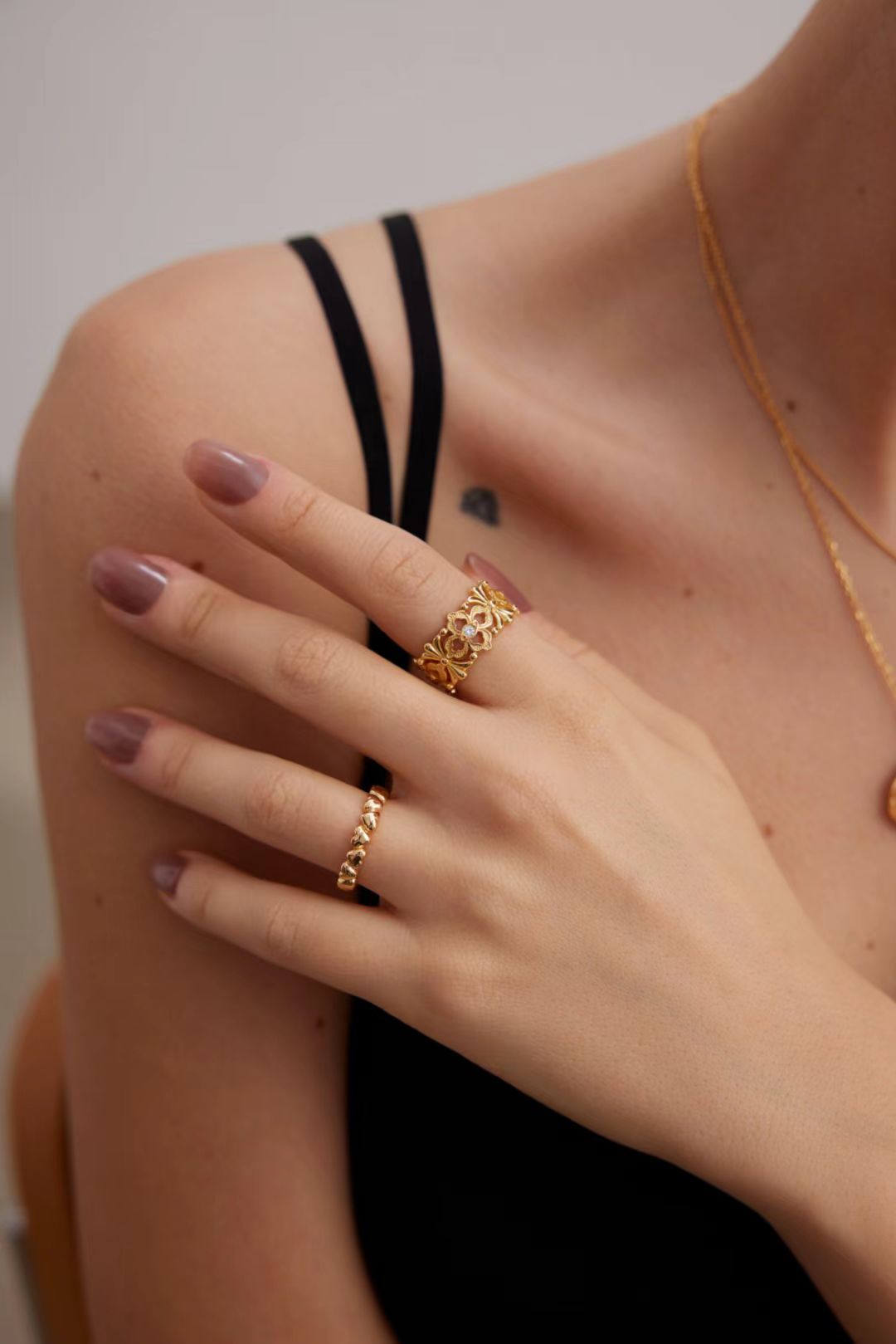 Linked Heart Open Ring