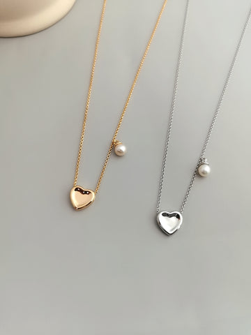 Pearl Accent Heart Necklace