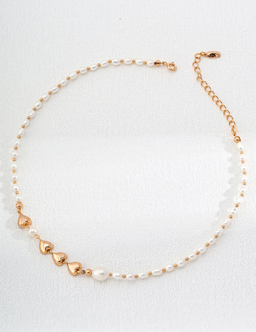 Pearl Heart Chain Necklace