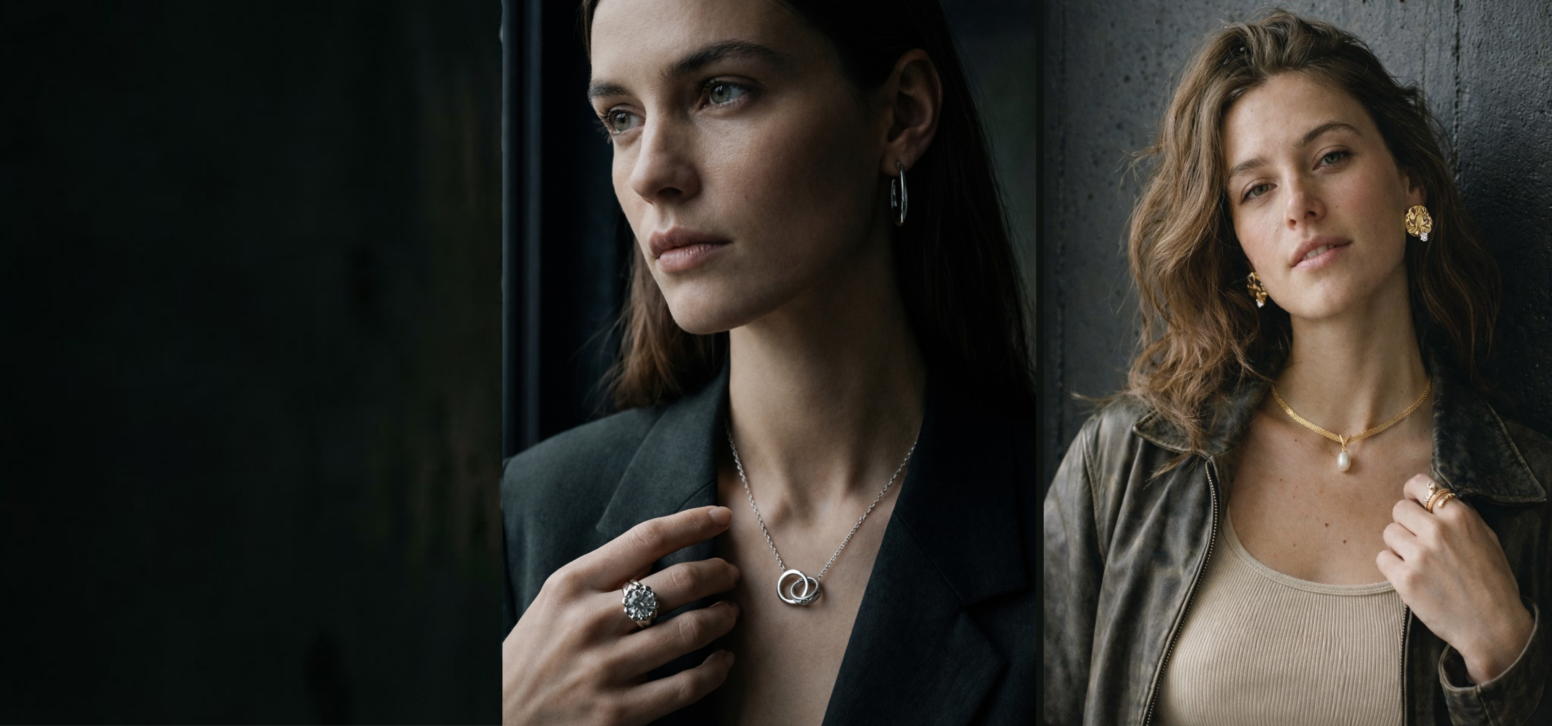 Two women wearing necklaces with different pendants against a dark background1621243260e1af0c20-0